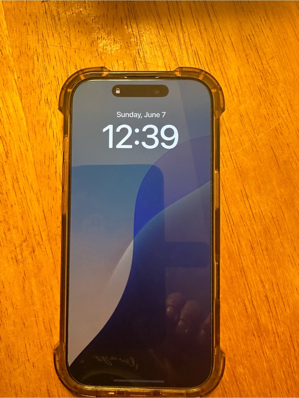 Apple Blue Front-Facing Smartphone with Clear Case